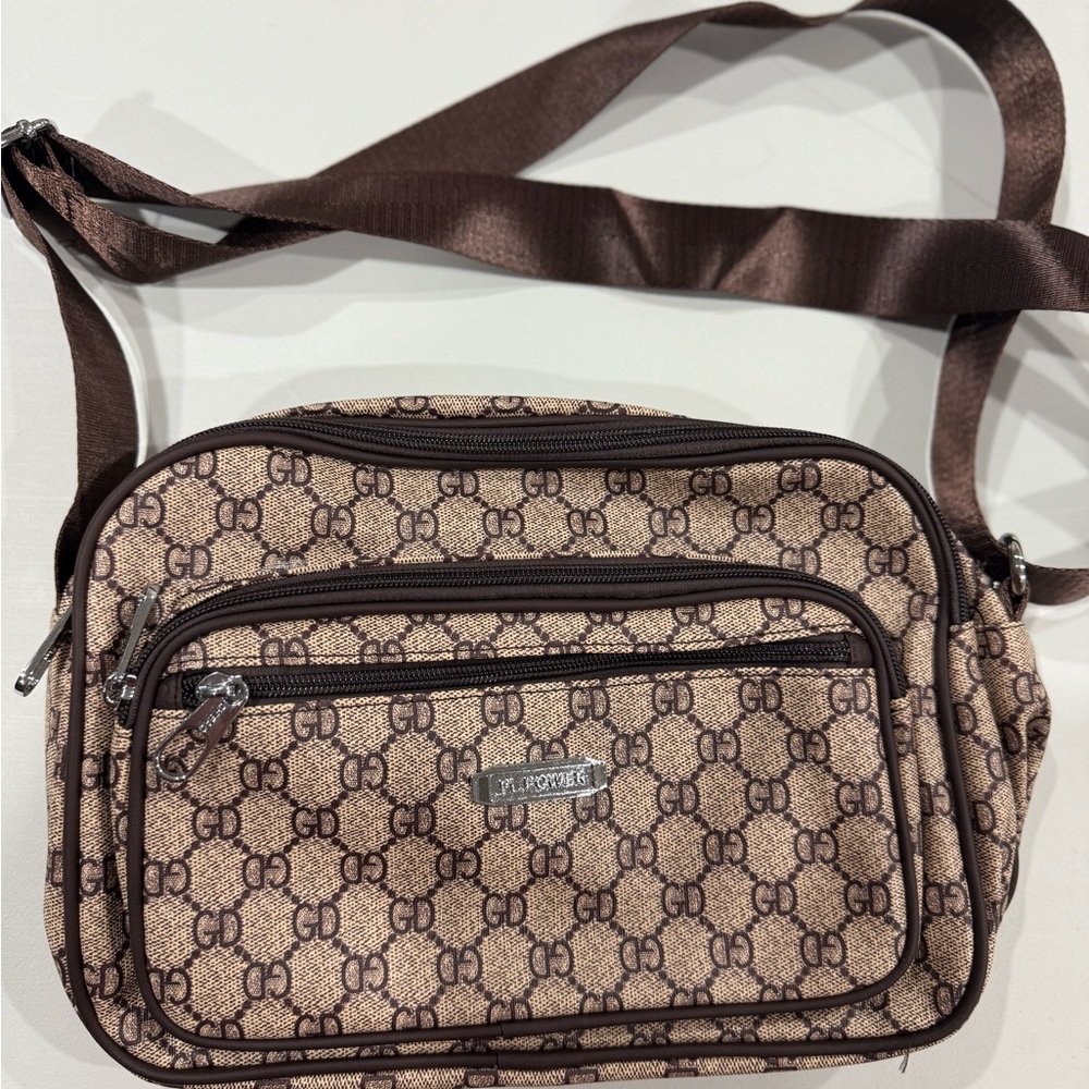 Brown Patterned Messenger Bag